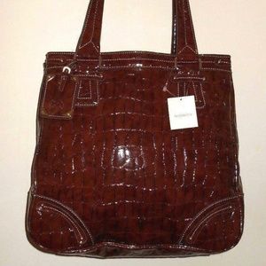 Embossed Snap Closure Tote Shoulder Bag Travel Tag